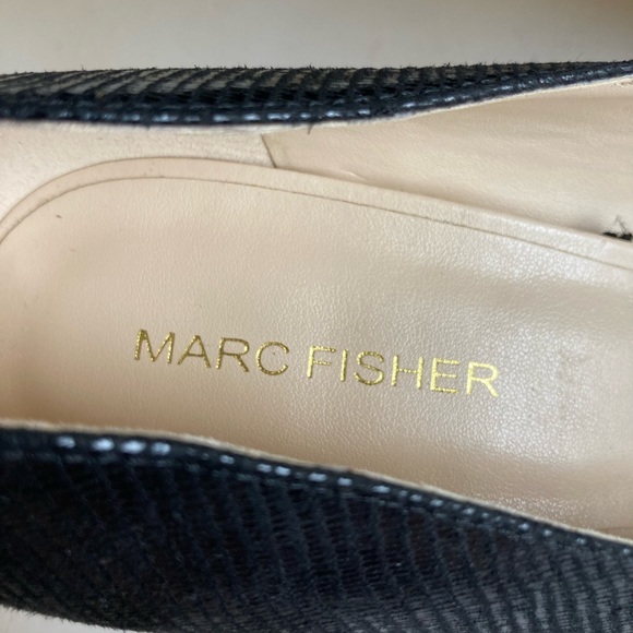 Marc Fisher Black Lizard Print Fabric Point Toe Heels size 9.5 - Picture 8 of 14